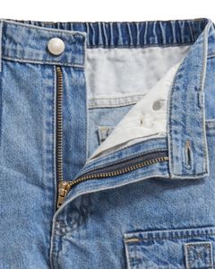 Light Blue Wide Leg Cargo <b>Jeans</b> <b>Women</b> High Waist <b>Baggy</b> Denim Pants With Multi Pockets Streetwear Manufacturer Supply OEM - Product Image 5