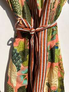 Indien fait à la main 100% coton Kimono robe imprimé fleuri Bikini Wrap vêtements de nuit décontractés pour les femmes pour l'automne printemps plage vacances - Product Image 4