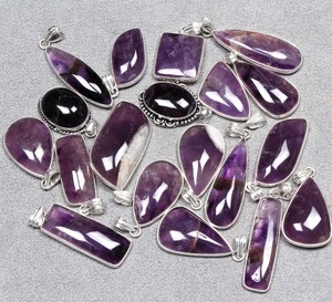 Belle améthyste pierre précieuse solide 925 bijoux en argent Sterling pendentif rectangle, bijoux de fiançailles cadeau pendentif cadeau de noël - Product Image 4