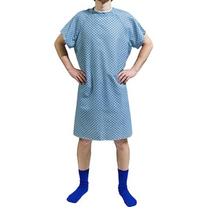 Bata de paciente de hospital de algodón polivinílico unisex de alta calidad Material suave personalizado - Product Image 1