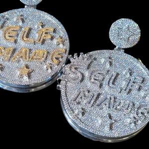 Pendentif en argent sterling S925 plaqué or blanc 14 carats bijoux hip hop glacés pendentif en diamant personnalisé avec breloques en acier - Product Image 3