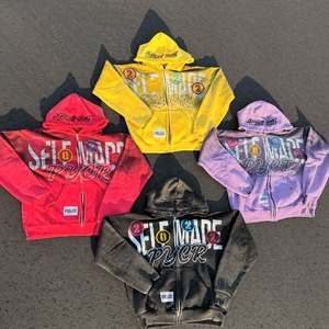 Autumn Casual 100% Cotton Zipper Hoodies Lined With 3D Embroidery Applique Acid Wash Beaded Techniques Solid Pattern Design - Product Image 1