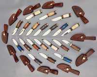 Commandes en gros personnalisées OEM PRESTIGE LAMES Professional Handmade Carbon Steel Skinner Knife Manche en bois Ambidextre