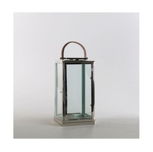 Cadeaux votifs décoratifs modernes et lanterne à bougie en métal plaqué noir avec forme de rectangle en verre pour les hôtels, les cafés et les clubs utilisés - Product Image 3