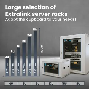 Extralink 12U 600x600 AZH Gris Rackmount Cabinet Mural Swing Type Métal Verre en Stock - Product Image 6