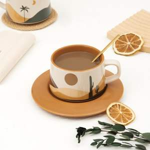 Latte Art Mugs Tasses à café en céramique Creative Oasis Series Tasses à café Cadeaux de fête des mères Femmes et amis - Product Image 6