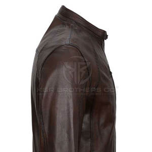 Veste d'hiver en cuir coupe ajustée pour hommes col montant respirant à capuche mode vêtements d'extérieur confortable chaud élégant en cuir véritable - Product Image 5