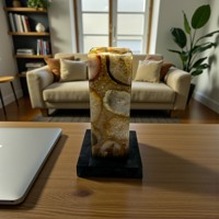 Lampe de table LED artisanale en agate naturelle gravée, design moderne, multi-pièces, pour décoration intérieure, mariage, Noël - Vente chaude