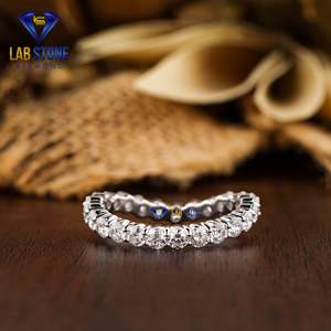 Anillo de diamante de corte brillante redondo TDW 1.925, anillo de ajuste de pavé de oro blanco de 18K, piedra de laboratorio de diamante Cvd/Hpht - Product Image 3