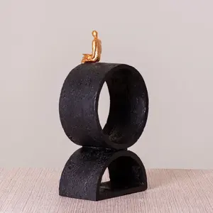 Sculpture métallique abstraite de haute qualité au design circulaire, style vintage européen, décoration moderne pour la maison - Product Image 2