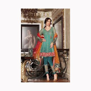 Ropa DE BODA indio tradicional imitación Georgette bordado trabajo Lehenga Choli con Red Dupatta proveedor indio - Product Image 5