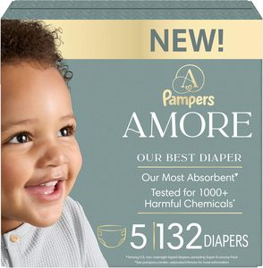 <b>Pampers</b> Amore, Size <b>2</b> (10-22 lbs), 120 Count, Our Best Diaper – Hypoallergenic & Fragrance Free, Up to 100% Leakproof - Product Image 2