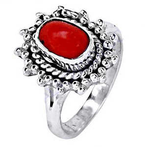 Bague romantique en argent 925 avec corail rouge pour femmes, tendance et élégante, plaquée or rose, incrustée de pierres précieuses naturelles, forme numéro - Product Image 1