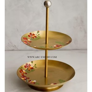 Shining Mirror Polished Metallic 2 <b>Tier</b> Display <b>Cake</b> <b>Stand</b> Party Ware Table Decoration Luxury Dessert and Cupcake <b>Stand</b> In India - Product Image 3