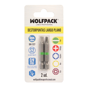 Destorpuntas Largo Plano 6 mm. (2 Pezzi) Acciaio S2 al Cromo Vanadio - Product Image 3