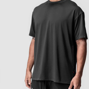 Men Oversized Dark Grey T-Shirt Loose Fit Short Sleeve Cotton Casual Streetwear Relaxed Top Gym Tee Custom Logo Available - Product Image 6