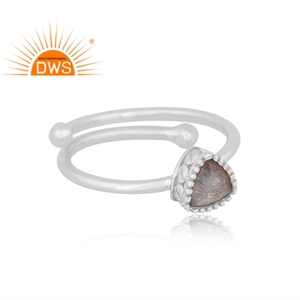 Hot Selling Fine Sterling Silver Natural <b>Labradorite</b> Gemstone Triangular Design Stackable <b>Ring</b> Custom Jewelry For Women - Product Image 2