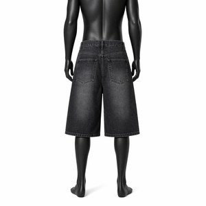 <b>Men</b>’s Washed Black <b>Denim</b> Jorts Baggy Shorts Loose Fit Knee Length Streetwear Vintage Jean Shorts OEM Wholesale - Product Image 2