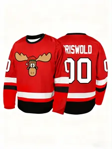 Hockey Jersey Men's Long-sleeved <b>T</b>-<b>shirt</b> 3D Printed "Hughes 86" Devil "N" Logo Autumn and <b>Winter</b> Base Layer <b>Shirt</b> Harajuku - Product Image 3