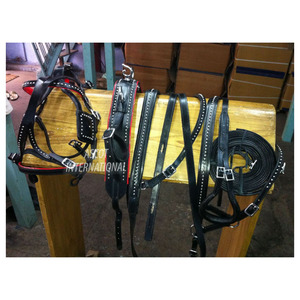 Harnais de conduite de cheval en cuir véritable personnalisé en gros équipement de course d'équitation durable - Product Image 3