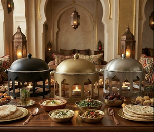 Ensemble de 3 casseroles arabes de qualité supérieure, design luxueux, en acier inoxydable émaillé, écologiques, compatibles gaz et induction - Product Image 1