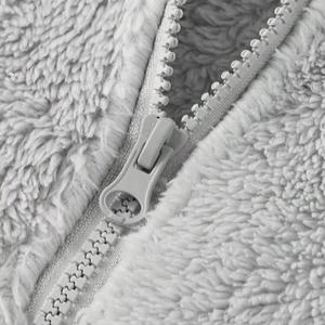 Buena tela nueva llegada personalizada Sherpa Fluffy Fleece Sudadera con capucha sudaderas con cremallera de piel gruesa de peso pesado - Product Image 4