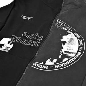 SIBRIN 100% algodón polar cremallera impresa Streetwear Split Hoodie personalizar Urban Street moda coreana estilo Hip Hop sudadera - Product Image 3