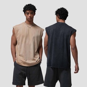 Sudaderas con capucha sin mangas lavadas para hombre, ropa de calle, camisetas sin mangas con capucha, Camiseta deportiva, estilo informal, sudaderas con capucha sin mangas para hombre, proveedor - Product Image 1