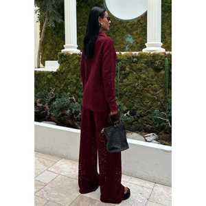 ชุดกางเกงลำลองโอเด็ตต์ โอเพ่นเวิร์ค นิต 9934 ระบายอากาศได้ดีและสวมใส่สบายสำหรับฤดูใบไม้ร่วง - Product Image 4