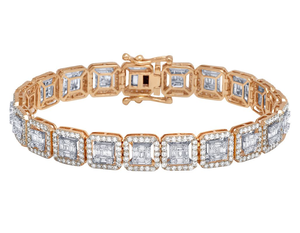 High Quality Hip Hop Gold Plated Moissanite <b>Baguette</b> Square Design VVS1-VVS2 Clarity Prong Set 925 Sterling Silver <b>Bracelet</b> - Product Image 1