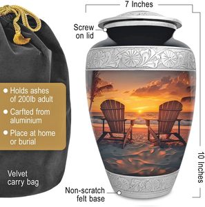Beach <b>Urn</b> Designer Cremation <b>Urn</b> for Adult Ashes Metal Aluminium <b>Large</b> Size Funeral <b>Urns</b> Wholesale Supplies - Product Image 4