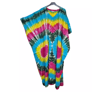 Vestido holgado bohemio con tinte de corbata de alta calidad para mujer, caftán holgado de playa de verano de talla grande, servicios OEM de <span class=keywords><strong>Sharko</strong></span> Industry - Product Image 5