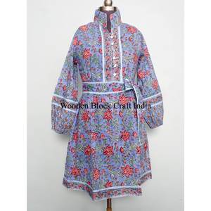 Multicolor Floral Printed Midi <b>Dress</b> <b>Summer</b> Full Sleeves <b>Dress</b> Cotton Fashionable Party Wear Western <b>Dress</b> One Piece for Women - Product Image 3