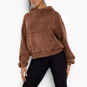 OEM 100% coton surdimensionné anti-boulochage respirant pour femme hiver Box Fit haut Logo personnalisé à capuche décontracté en gros - Product Image 4