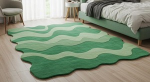 ชุดพรมขนแกะรูปแอปเปิ้ลทำมือ3D พรมขนแกะหยักสีเขียวสำหรับห้องนั่งเล่นห้องนอน - Product Image 3