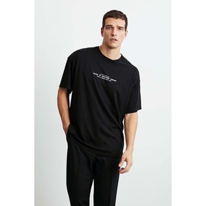 T-shirt en coton biologique 100% pour homme GRIMELANGE Frank, à imprimé texturé épais et surdimensionné - Product Image 1