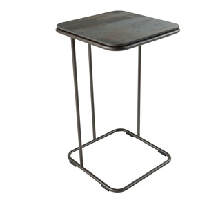 Mesa auxiliar de aluminio y hierro minimalista de diseño único, tablero cuadrado con mesa C, acabado Gris plomo para muebles de sala de estar - Product Image 1