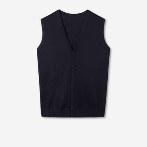 Chaleco informal de invierno de Color marino con cuello en V para hombre de Cachemira 100%, servicio directo de fábrica OEM al por mayor - Product Image 1