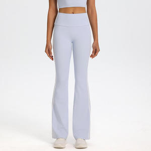OEM 2026 Customized High-waist Fitness Pants Sports Running Wear <b>Bare</b>-feel Double-line Flared for Women - Product Image 4