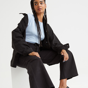 Women's Casual High Waisted PU <b>Leather</b> <b>Pants</b> with Zippers Skinny Pencil Trousers Flat Front Style and Lace Decoration OEM - Product Image 3