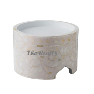 Soporte para Servir Pasteles de Madera y Nácar, Soporte Redondo Personalizado para Servir Pasteles en Color Blanco - Product Image 1