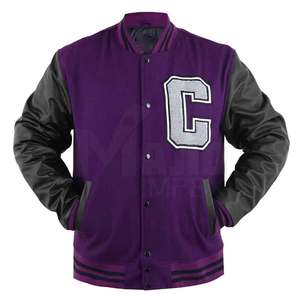 Chaqueta de Invierno para Hombre con Mangas de Cuero Personalizables, Cuello Alto, Transpirable, Antibacteriana, Diseño Oversize, Tejido de Lana - Product Image 2