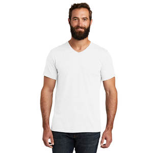 Hombres Transpirable Cuello en V Pima Algodón Jersey Camisetas Blanco - Product Image 1