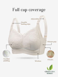 Bikini d'allaitement série thé vert grande taille ensemble de maternité coupe XL motif solide allaitement haut en silicone violet dentelle rembourrée - Product Image 3