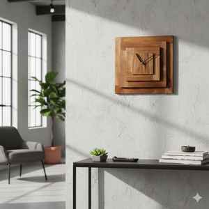 Accessoires de maison Horloge en bois élégante Tenture murale Horloges en bois naturel pour décoration de chambre Horloge murale ronde en bois - Product Image 4