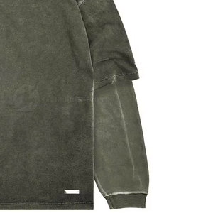 Camisetas Vintage Personalizadas para Hombre, Tallas Grandes, Algodón, Fibra de Bambú, Tejido de Punto, Mangas Dobles, Hombros Caídos, Estilo Urbano - Product Image 5