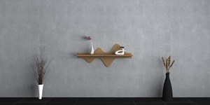 Estante de pared flotante de madera con curvas moderno hecho a mano estanterías Art Deco únicas para celebraciones de cumpleaños artesanía de madera - Product Image 3