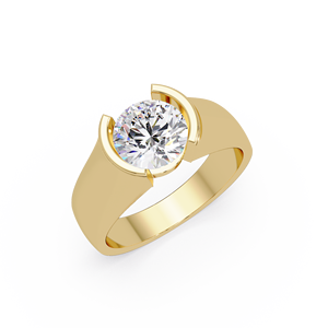 Luxury <b>Ring</b> 14K Pure Gold 1.50 Ct Round Cut Lab Grown Diamond IGI Certified Half Bezel <b>Thick</b> Band Mens Fine Jewelry Wholesale - Product Image 3