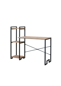 Bureau d'ordinateur moderne industriel, table d'étude pour bureau à domicile, poste de travail, bureau d'écriture, structure en métal, surface en bois, rangement gain de place - Product Image 3