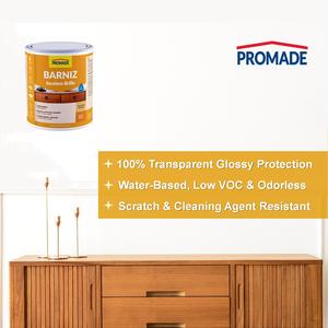 Vernis pour bois d'intérieur à base d'eau OEM, finition brillante transparente, faible odeur, résistant aux rayures, étiquette privée disponible, 4 L - Product Image 5